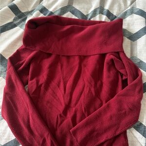 Aritzia Wilfred Deep Red Off Shoulder Sweater